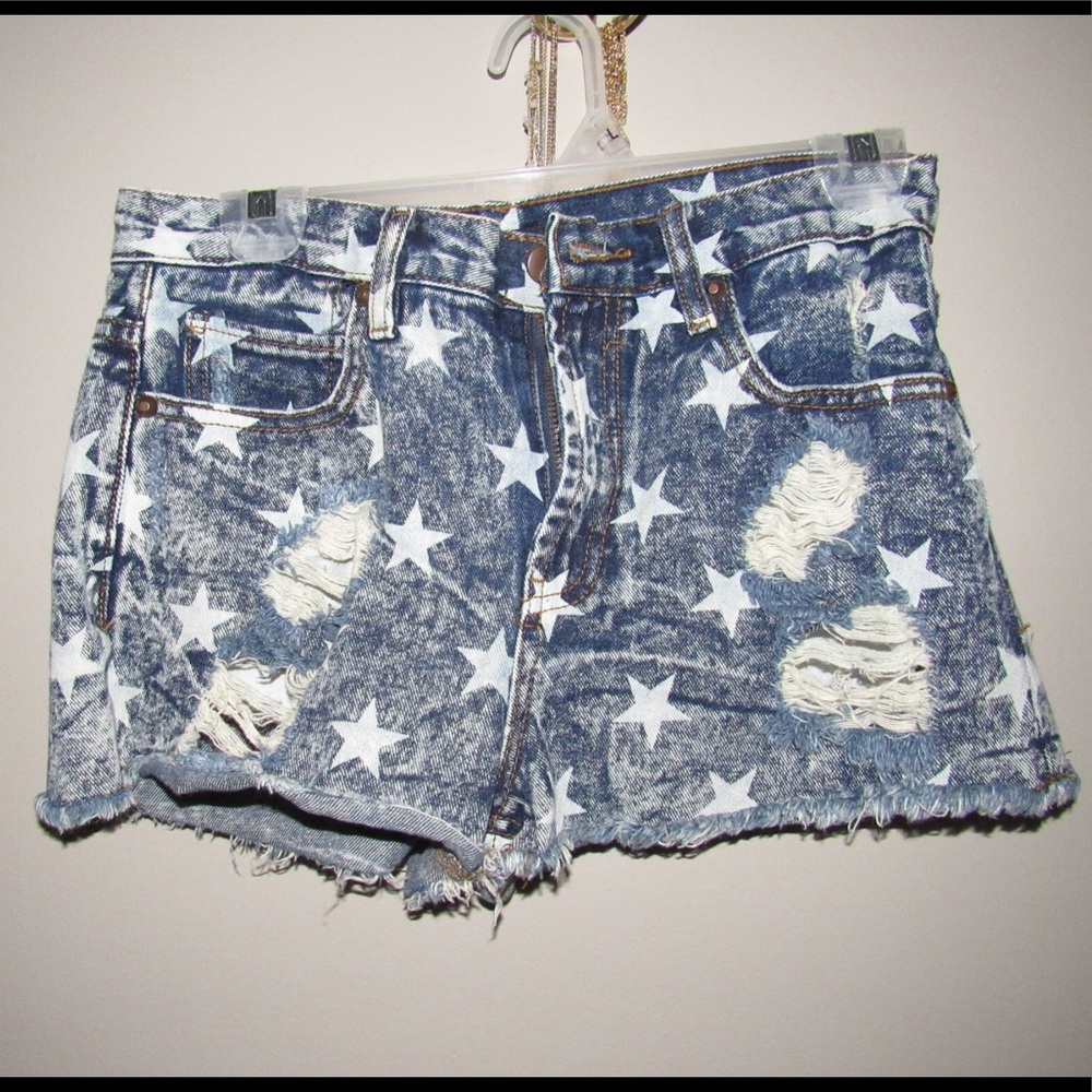 Jean Shorts with White Stars